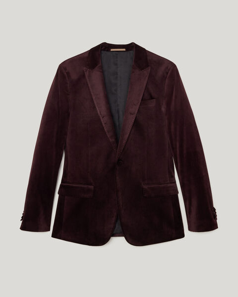 Velvet Tailored Jacket, Burgundy, hi-res